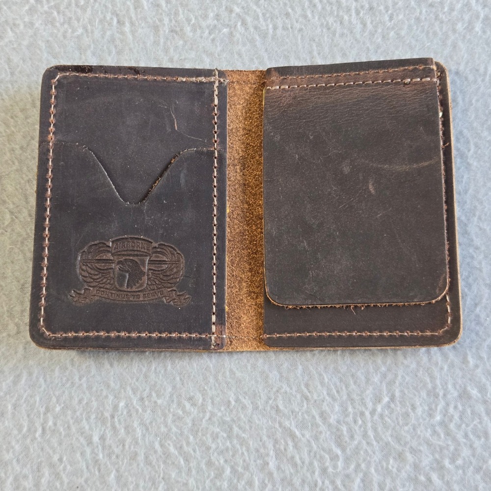 Unbranded 101st Airborne Money Clip Wallet Mens OS Brown Leather Embossed Logo